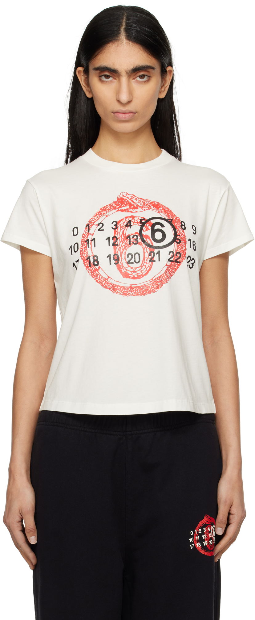 Krop-top Maison Margiela MM6 Maison Margiela Lunar New Year Capsule T-Shirt Bela | S62GD0196 S24312