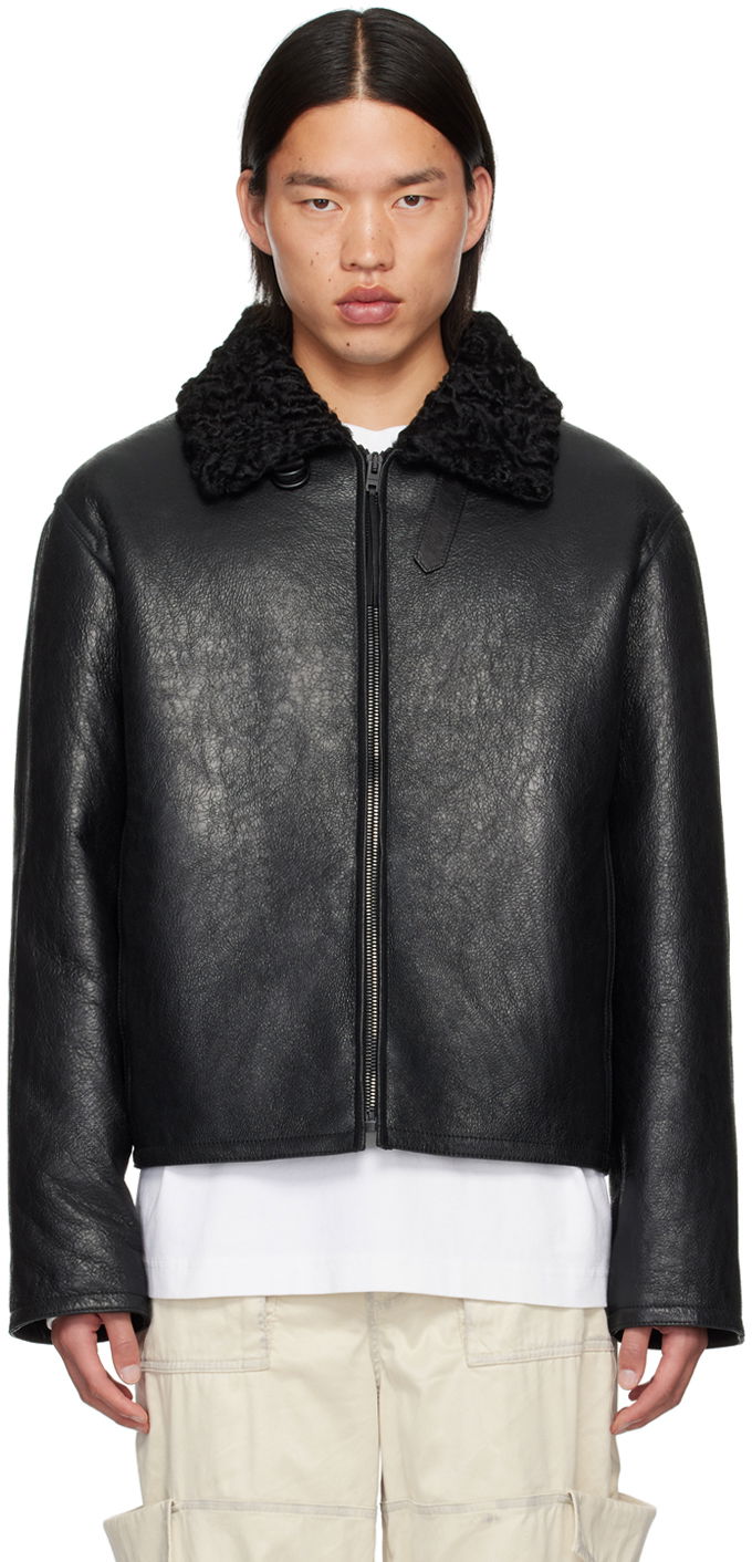 Jakna Acne Studios Black Zip Shearling Jacket Črna | B70147-