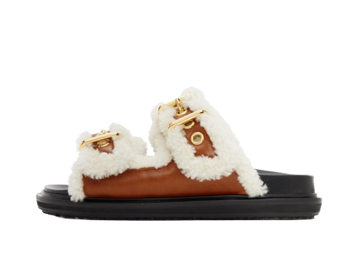 Superge in čevlji Marni Shearling Fussbett 2 Sandals Bela | FBMS014501 P5045