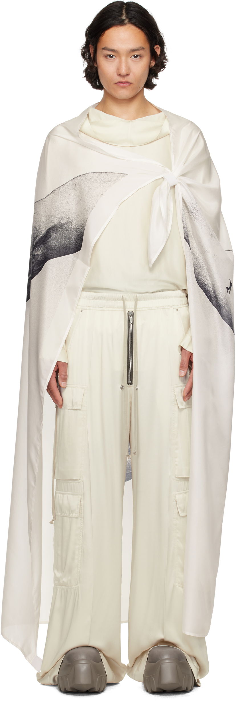 Šala Rick Owens Rick Owens Hollywood Flag Print Scarf Bela | RR01E5431 SHP3