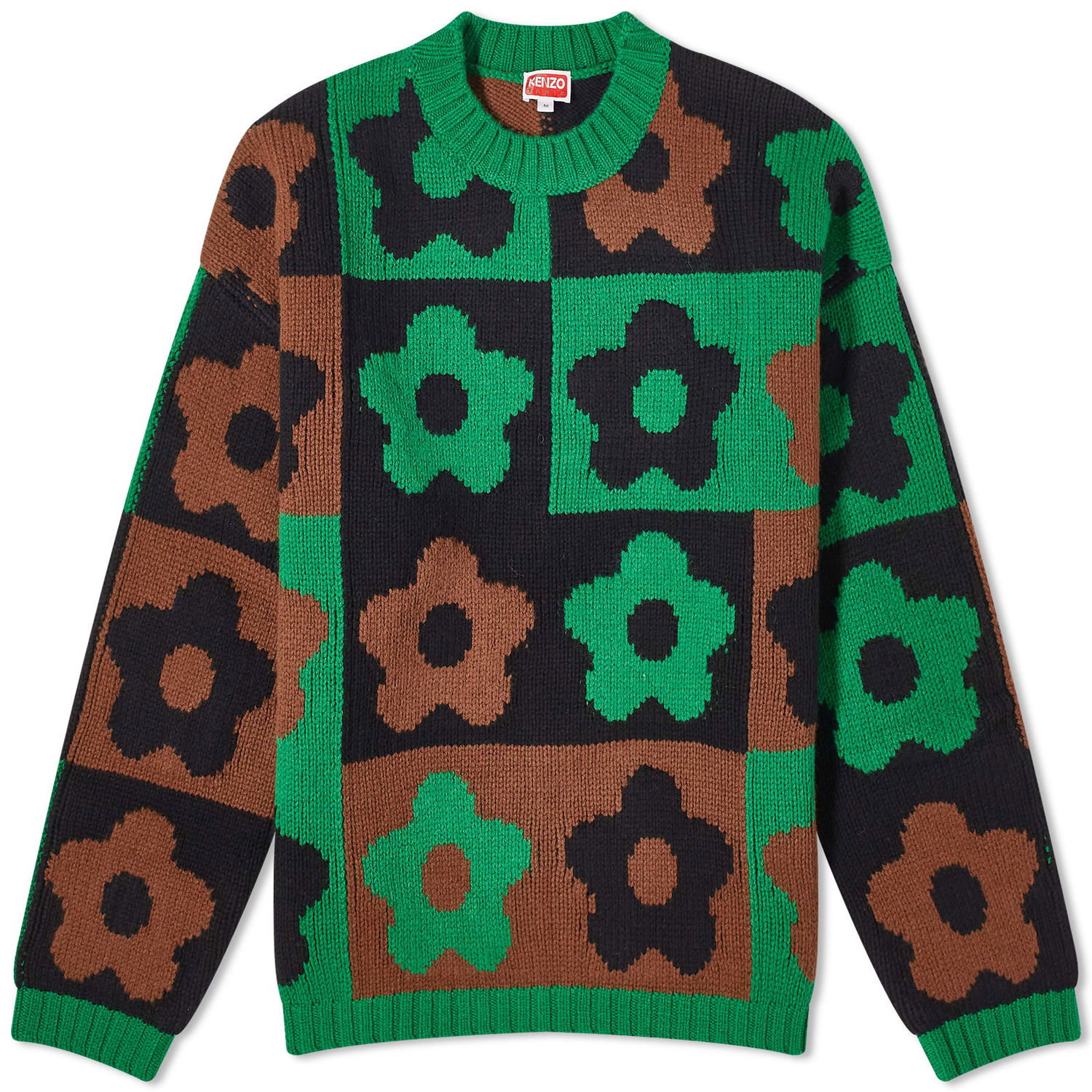 Pleteni pulover KENZO Boke Checkerboard Crewneck Zelena | FD65PU4043CH-57, 0