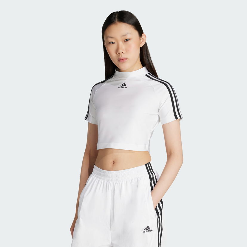 Krop-top adidas Performance Teamgeist Adicolor Cropped Tee Bela | JZ8279