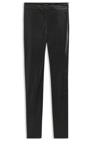 Pajkice BOSS Slim-fit faux leather leggings Črna | 50551469