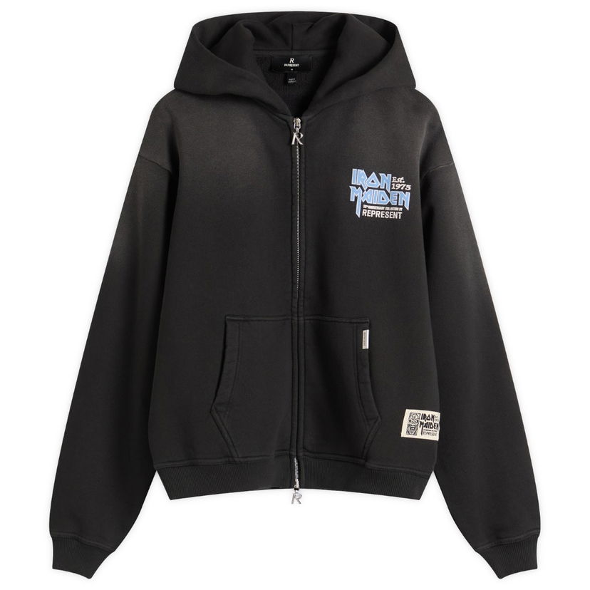 Pulover Represent Clo Iron Maiden Anniversary Zip-Up Hoody Črna | MLM100578-04