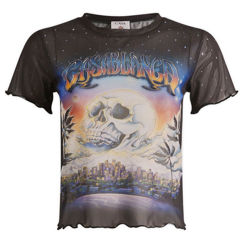 Krop-top Casablanca Casablanca La Premonition Mesh T-Shirt Črna | WS25-TP-074-02