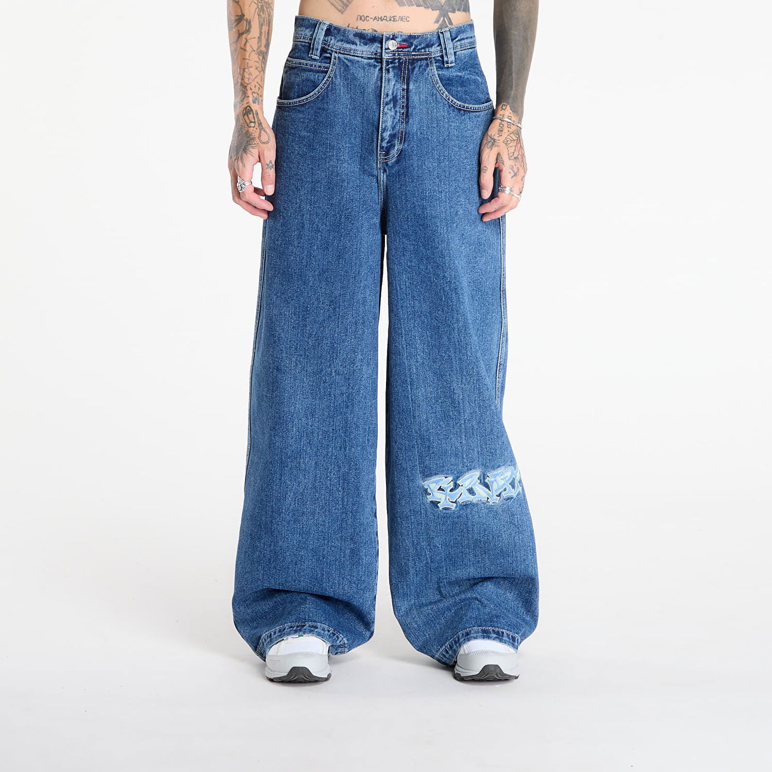 Kavbojke RIPNDIP RIPNDIP Ace Ultra Wide Leg Pants Modra | RNDFALL25110, 0