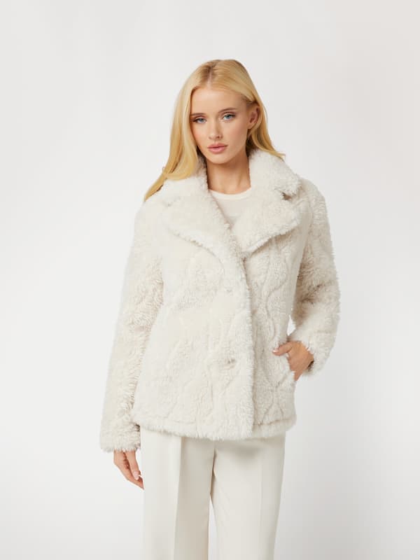 Jakna GUESS Faux Fur Cropped Jacket Bela | W4BL15WGHY0