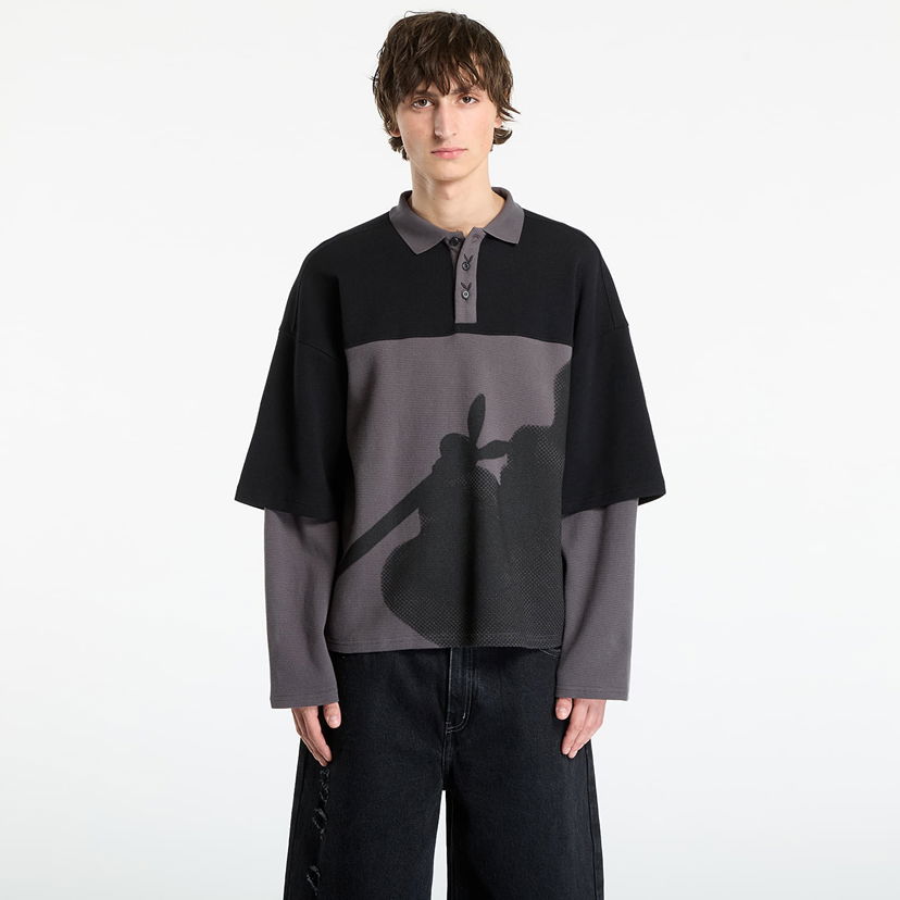 Majica Footshop Playboy x FTSHP Double Sleeve Polo UNISEX Black Črna | FTSHP_506