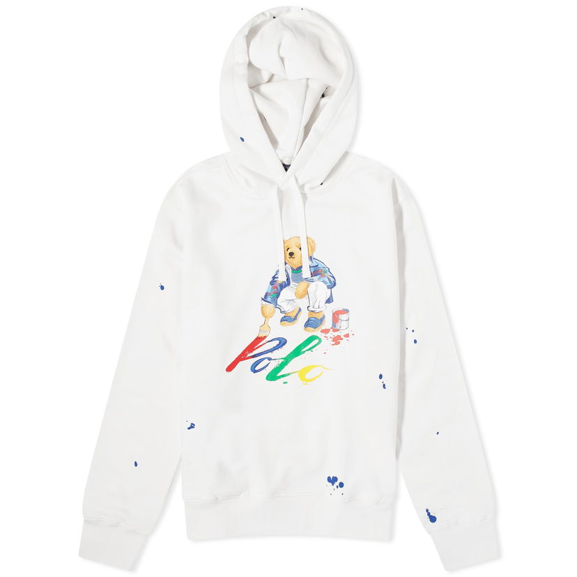 Pulover Polo by Ralph Lauren Painting Bear Hoodie Bela | 710926546001