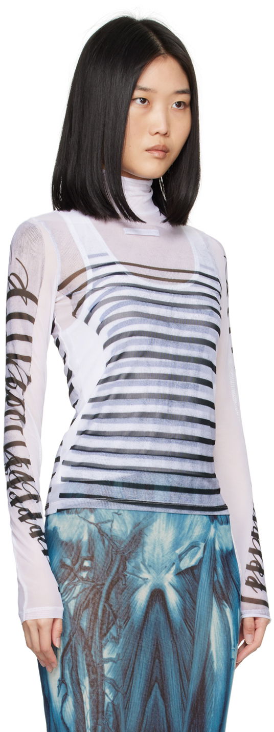 Majica Jean Paul Gaultier Jean Paul Gaultier Striped Turtleneck Top Bela | 24/30-F-TO198-J559-015900, 1