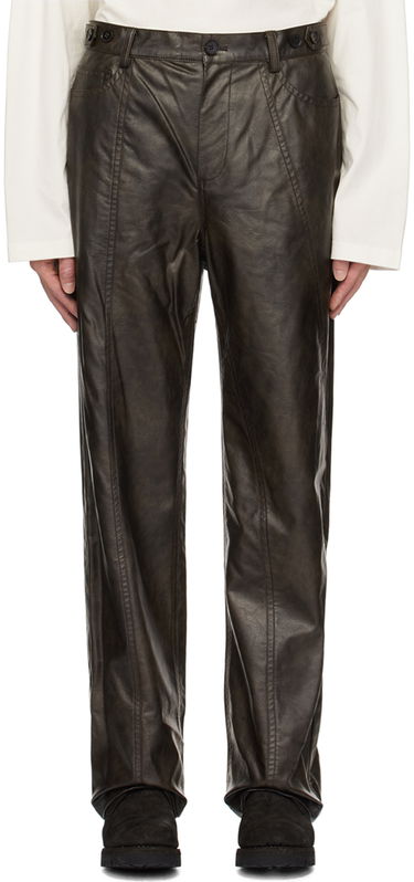 Hlače Feng Chen Wang Feng Chen Wang Faux-Leather Trousers Rjava | FMF18TR09, 0