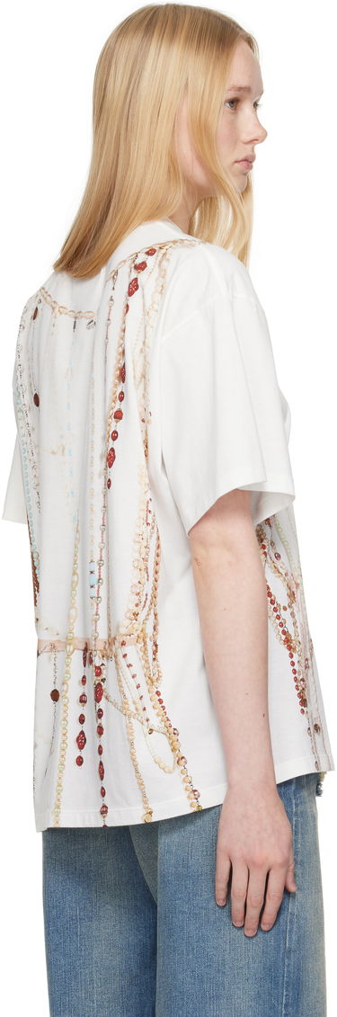 Majica Maison Margiela MM6 Maison Margiela Jersey T-Shirt with Beaded Graphic Bela | S62GD0201 M20113, 2