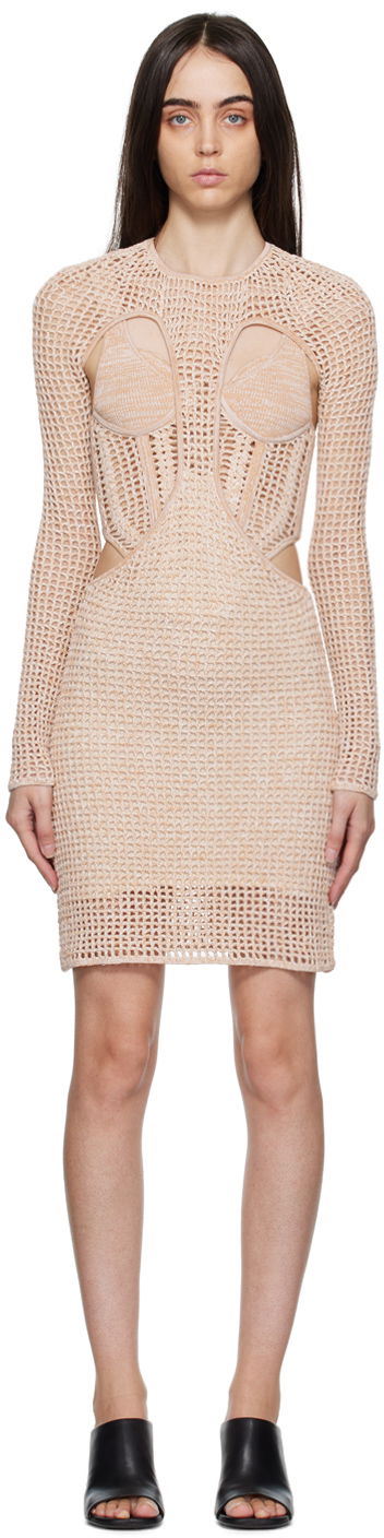 Obleke Dion Lee Dion Lee Stirrup Knit Mini Dress Bež | A7644F22