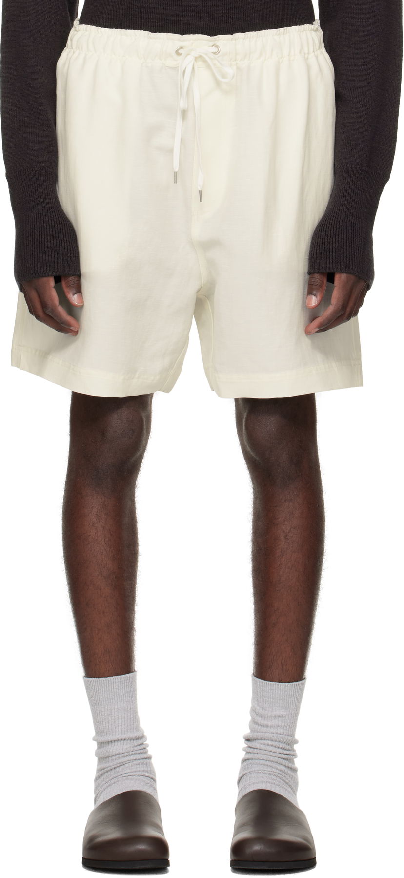 Kratke hlače Studio Nicholson Starboard Drawstring Shorts Bela | STARBOARD SNM - 1369