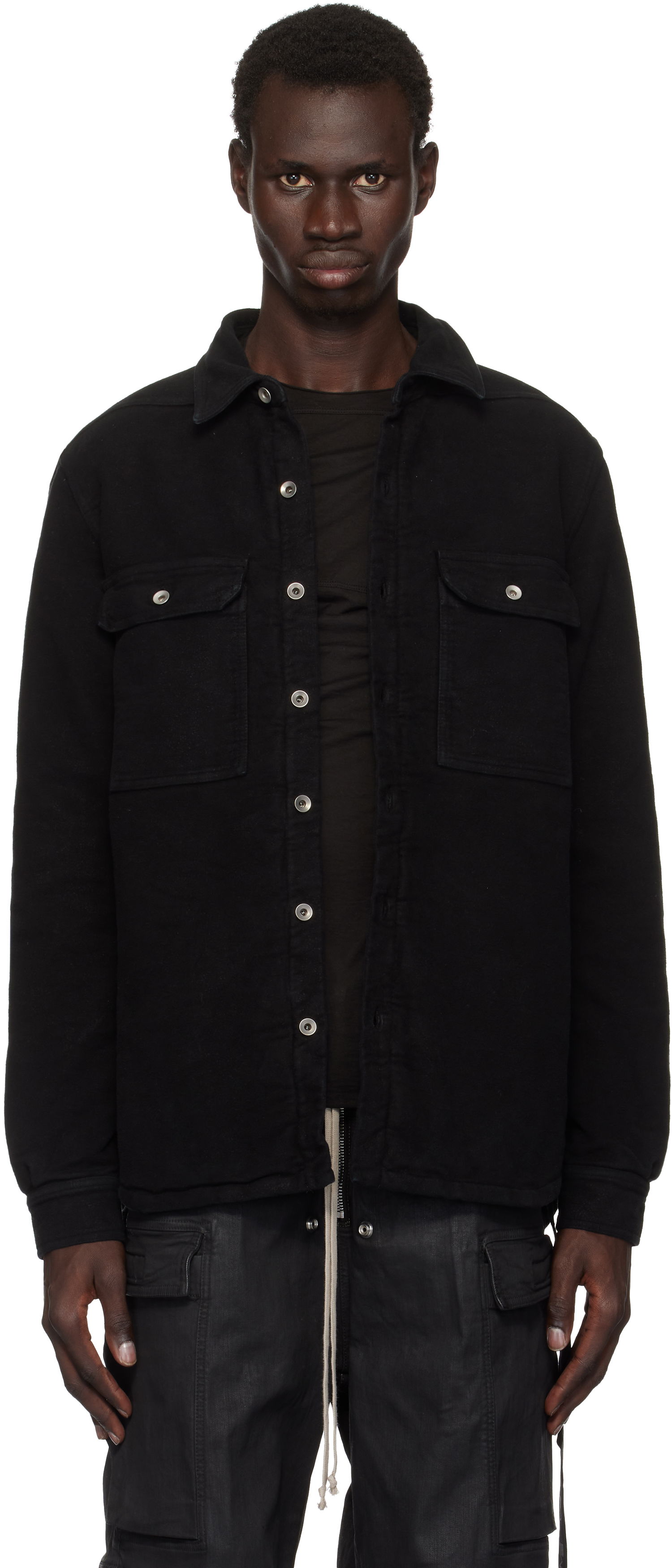 Srajce Rick Owens Outershirt Jacket Črna | DU02D2755 MO, 0