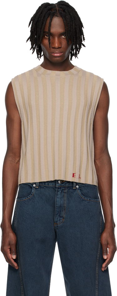 Pleteni pulover Eckhaus Latta Eckhaus Latta Knitted Cropped Vest Bež | 8025-EL-PS25-DU - DUNE, 0