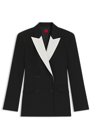 Jakna BOSS Regular Fit Contrast Lapel Blazer Črna | 50544752, 0
