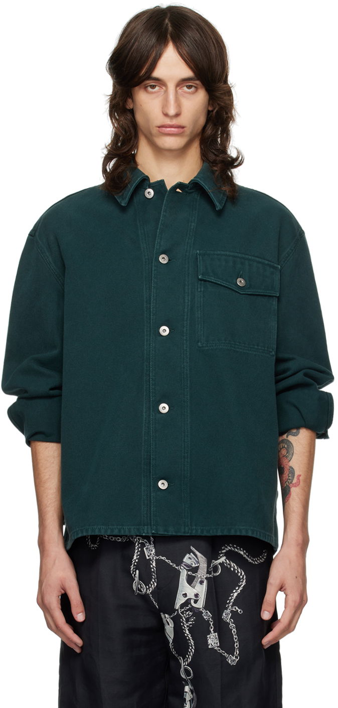 Srajce Burberry Denim Overshirt Zelena | 8091783