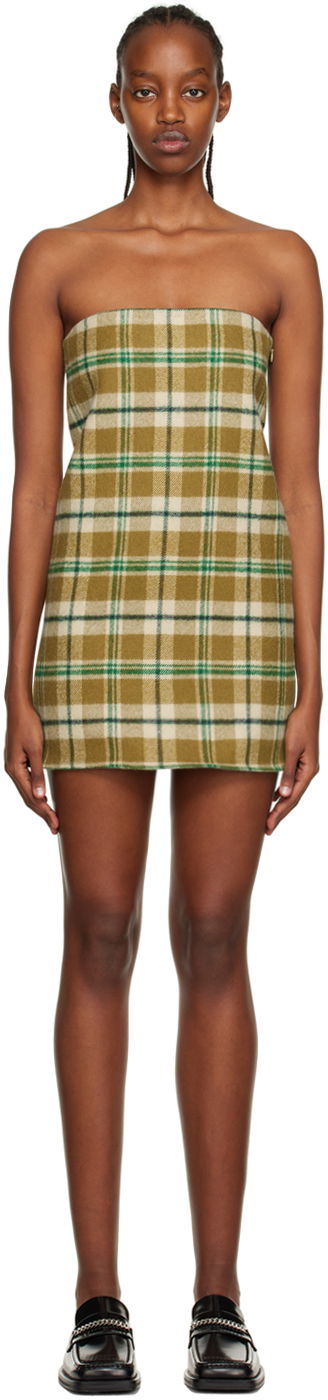 Obleke We11done We11done Plaid Strapless Mini Dress Rjava | WD-OP3-22-219-W-KK