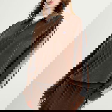 Polo majica Needles Velour Long Sleeve Polo Pullover with Side Line, Size X-Small Rjava | RW338-A, 5