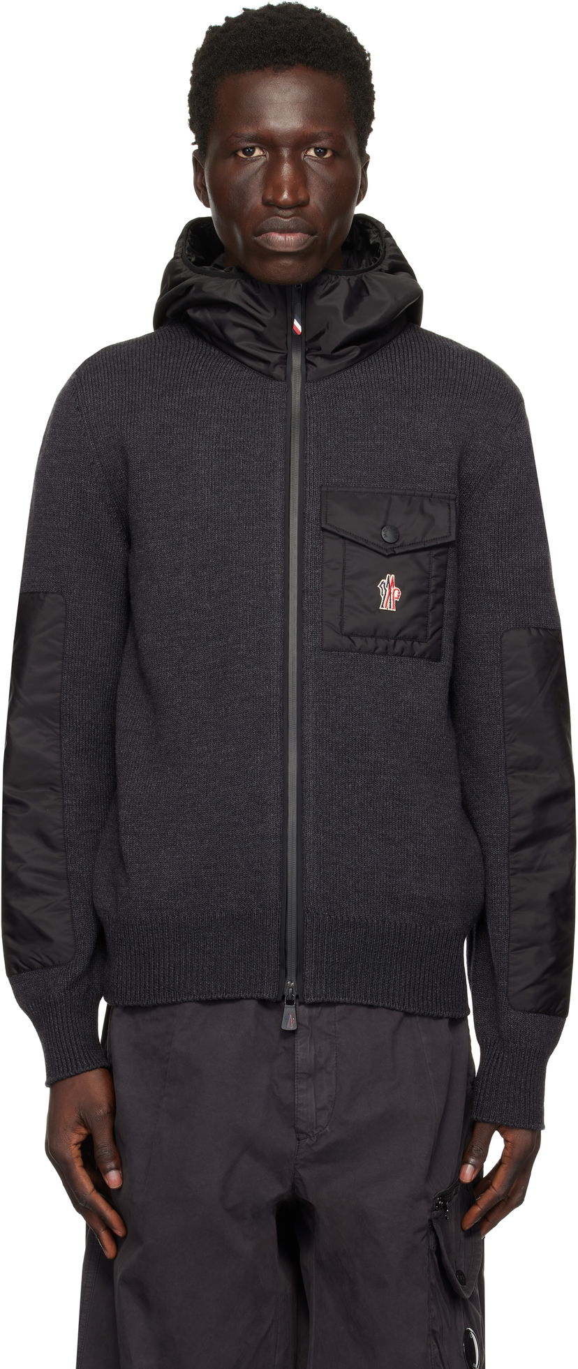 Pleteni pulover Moncler Wool Zip-Up Hoodie Siva | J20979B00013A9462