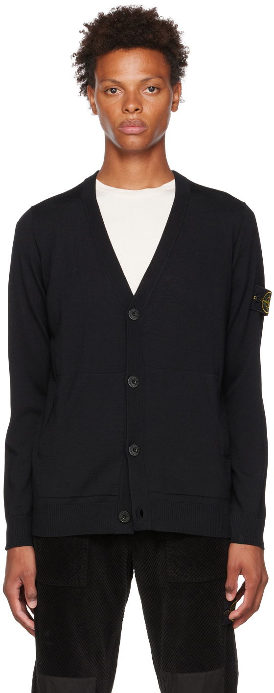 Pleteni pulover Stone Island Detachable Patch Cardigan Črna | 7715511C4, 0