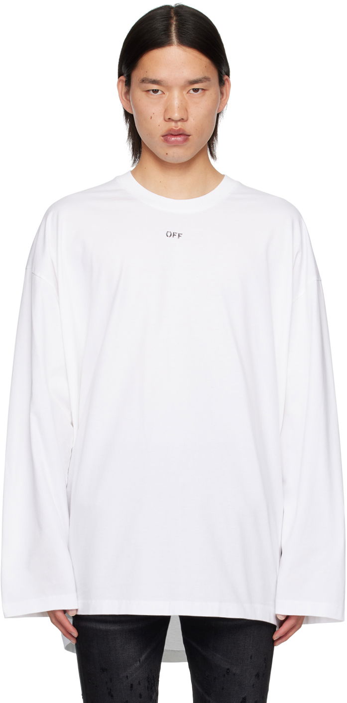Majica Off-White White Off Stamp Long Sleeve T-Shirt Bela | OMAB091C99JER0010110