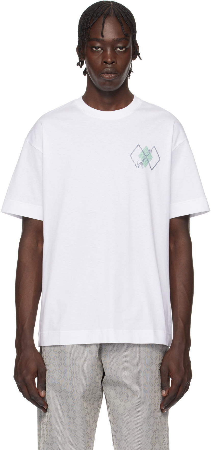 Majica Givenchy Sequins Argyle Pattern T-Shirt Bela | BM71MG3YPJ100