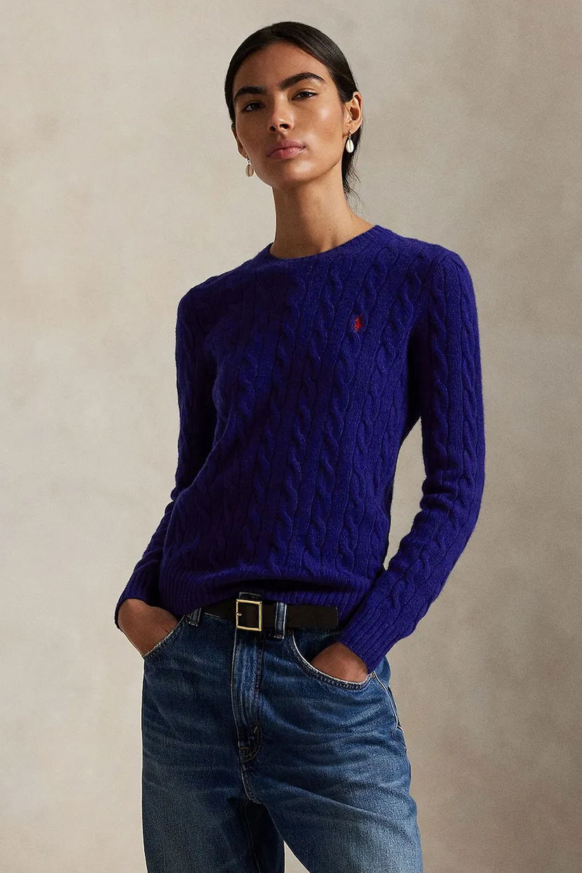 Pleteni pulover Polo by Ralph Lauren Cable-Knit Sweater Lila | 211971865012