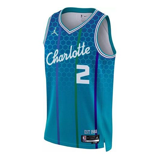 Dres Jordan Air Jordan Retro Basketball Jersey Charlotte Hornets Lonzo Ball No. 2 Fan Edition 21-22 Turkizna | DB4020-481