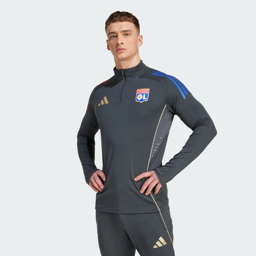 Pulover adidas Performance Olympique Lyon Tiro 25 Competition Training 1/4 Zip Top Siva | JL7747