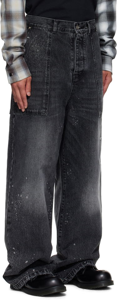 Kavbojke We11done Carpenter Wide-Leg Distressed Paint Splatter Jeans Črna | WD-DP2-25-340-M-BK, 1