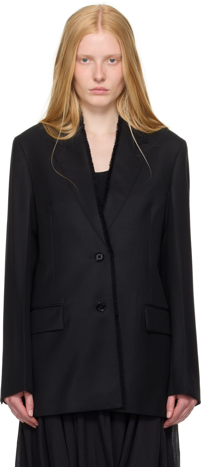 Jakna TOTEME TOTEME Raw Lapel Blazer Črna | 253-WRZ0054-FB0435