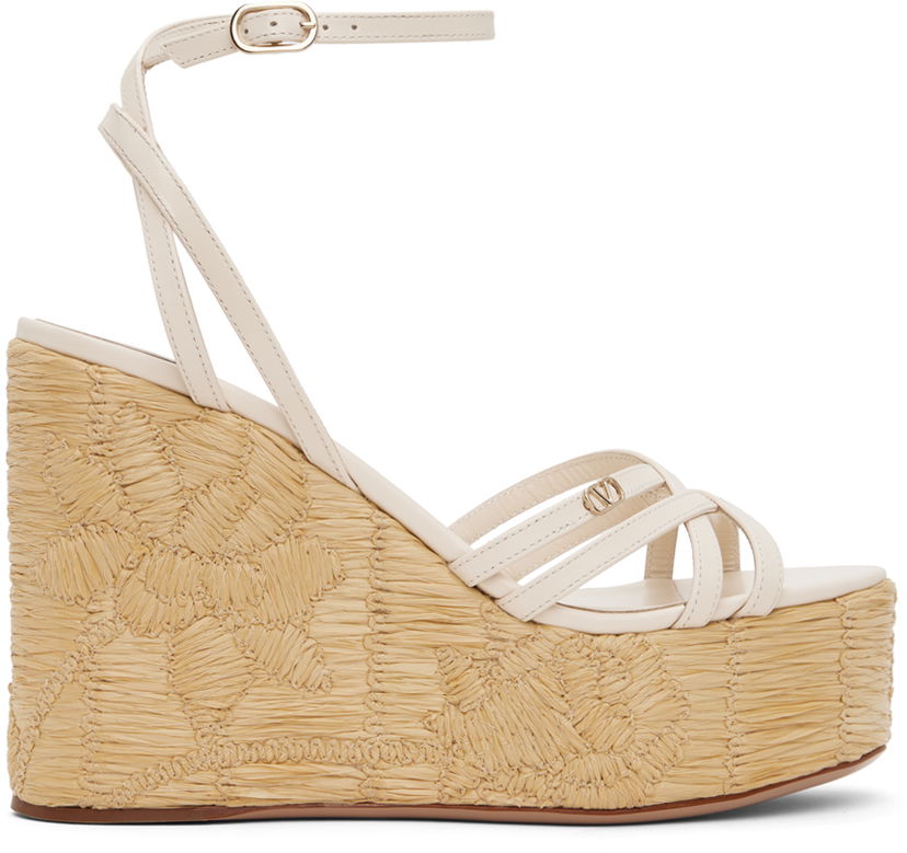 Modni dodatki Valentino Valentino Garavani Raflower Wedge Sandals Bež | 4W2S0IJ4VTU
