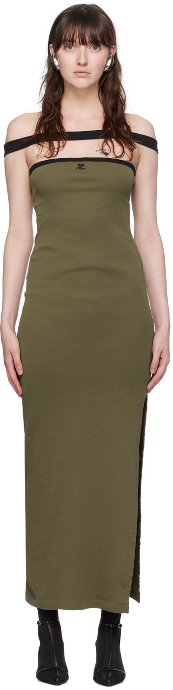 Obleke Courrèges Cutout Detail Maxi Dress Zelena | 224JRO400JS0070