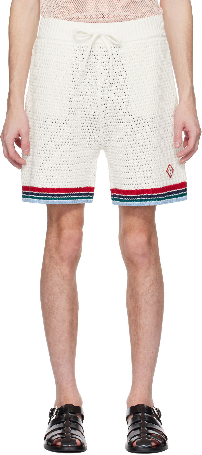 Kratke hlače Casablanca Casablanca Gothic Crochet Shorts Bela | MS25-KW-921-01