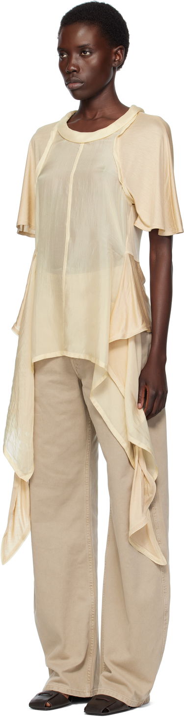 Majice in brezrokavniki LEMAIRE Lemaire Mixed Fabric Knotted Top Bež | TO1332 LF1373, 3