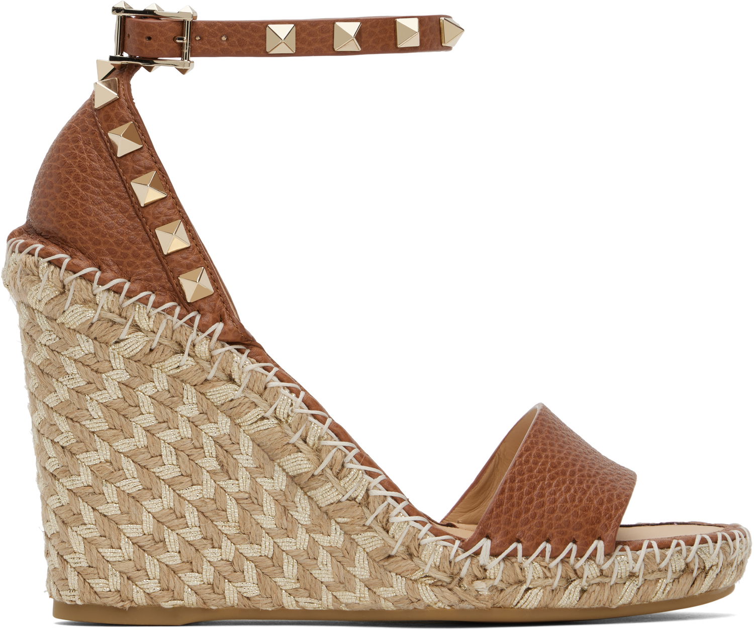 Nega čevljev Valentino Valentino Garavani Double Rockstud Grainy Calfskin Wedge Espadrilles Rjava | 6W2S0090FEQ, 0