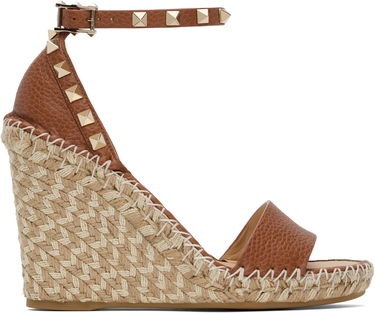 Nega čevljev Valentino Valentino Garavani Double Rockstud Grainy Calfskin Wedge Espadrilles Rjava | 6W2S0090FEQ, 0