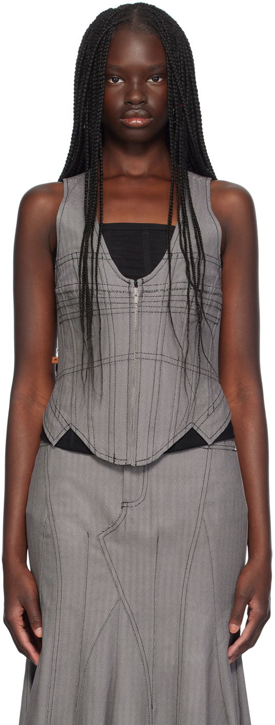 Majica brez rokavov Miaou Miaou Dolly Corset Top Siva | 7146HBTHYP