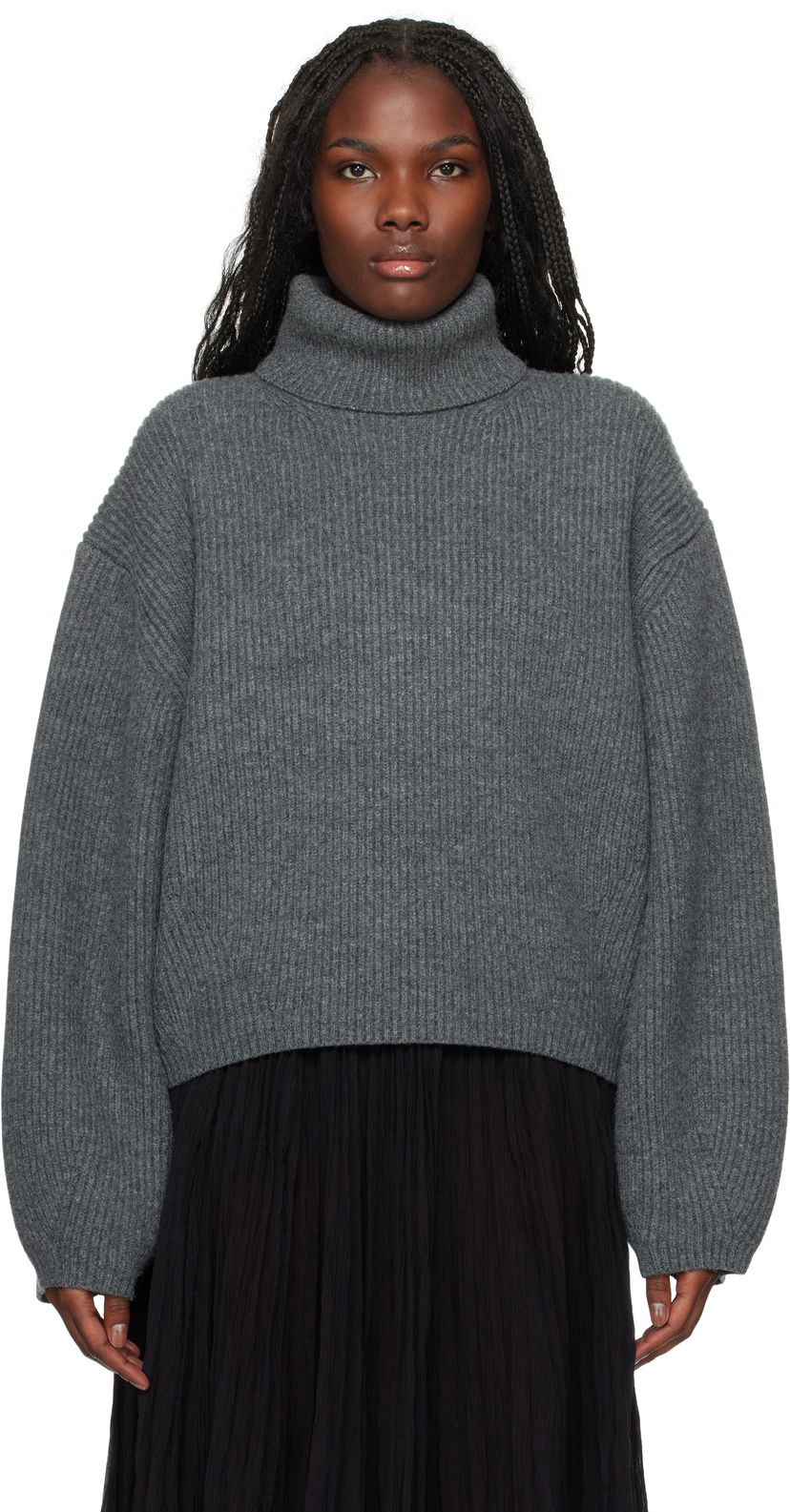 Pleteni pulover TOTEME TOTEME Ribbed Turtleneck Sweater Siva | 244-WRT0394-YA0110