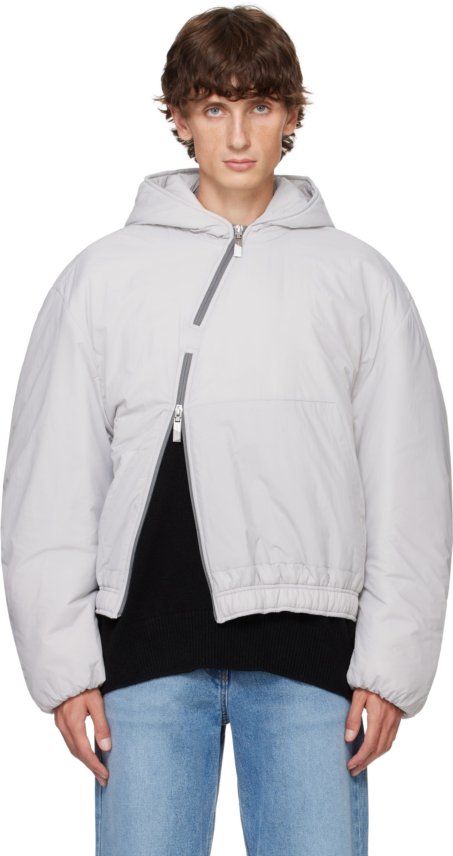 Puhovka ADER ERROR Asymmetric Zip Puffer Jacket Siva | BN01FWJK1302GR, 0