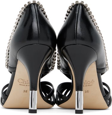 Superge in čevlji CHLOÉ Chloé Leonie Crystal-Embellished Slingback Heels Črna | CHC25S07LPP, 1