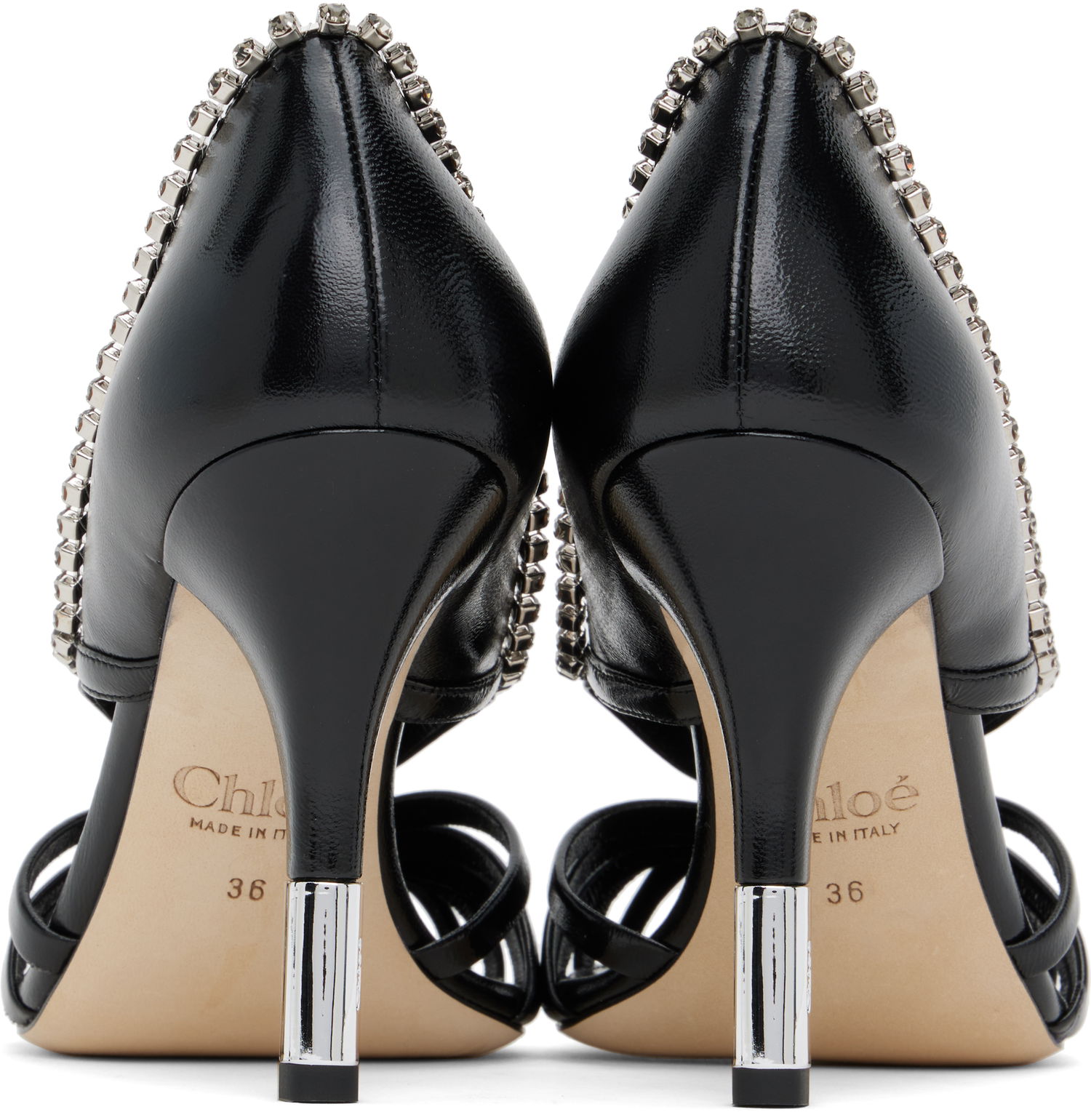 Superge in čevlji CHLOÉ Chloé Leonie Crystal-Embellished Slingback Heels Črna | CHC25S07LPP, 1