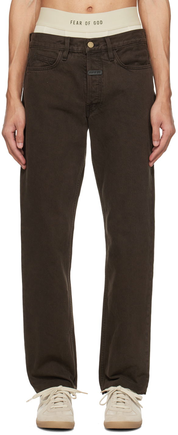 Kavbojke Fear of God Brown Straight-Leg Jeans Rjava | FG840-030DNM