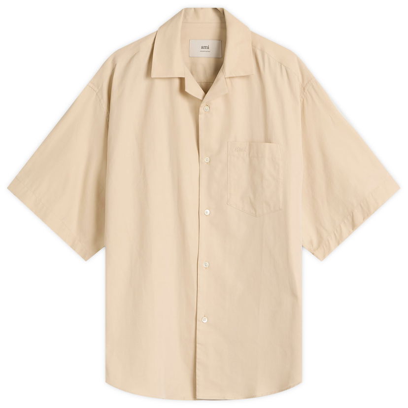 Srajce AMI AMI Paris Men's Short Sleeve Boxy Shirt Bež | HSH236-CO0099-725