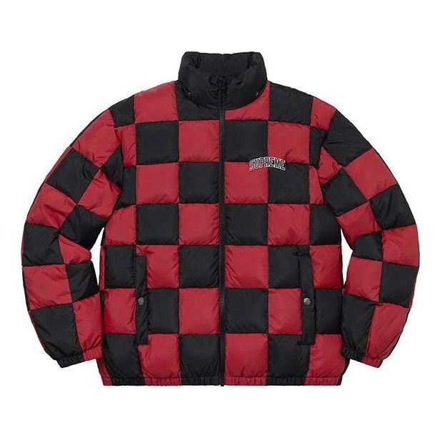 Puhovka Supreme Checkerboard Puffy Jacket Rdeča | SUP-FW19-10891