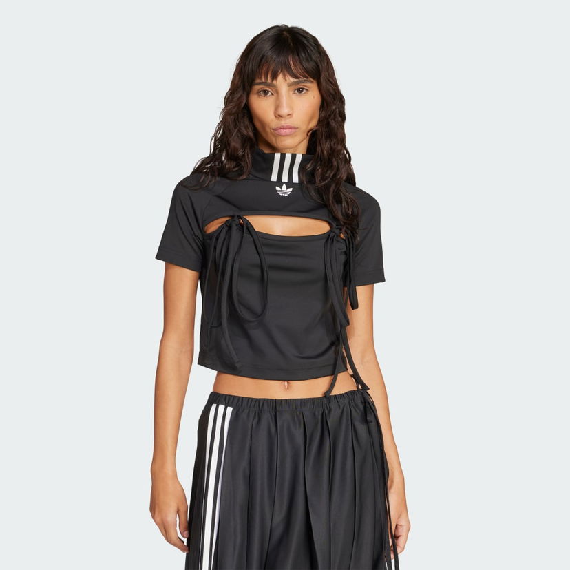 Krop-top adidas Performance Cutout Tie Detail Crop Top Črna | JX2537