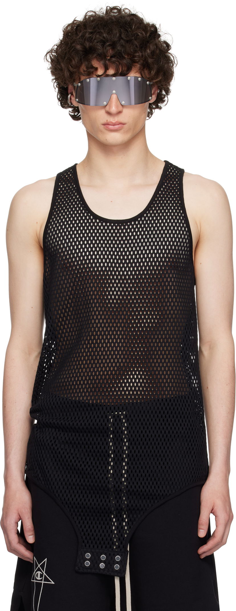 Majica brez rokavov Rick Owens Rick Owens Champion Edition Mesh Tank Top Črna | CM01E1680 CHONET MESH