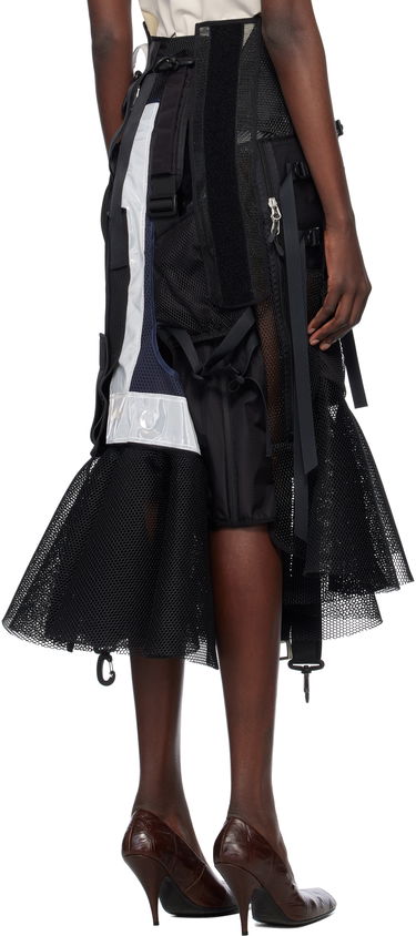 Krila Junya Watanabe Junya Watanabe Multi Fabrics Mix Midi Skirt Črna | JO-S016-051-1, 2